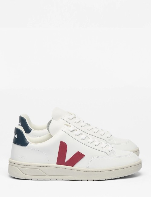 SNEAKERS V-12 LEATHER WHITE MARSALA NAUTICO
