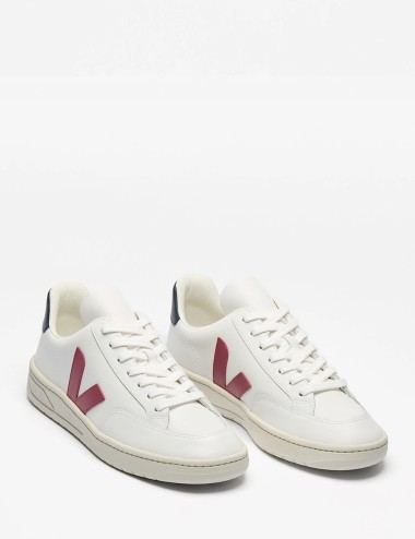 SNEAKERS V-12 LEATHER WHITE MARSALA NAUTICO