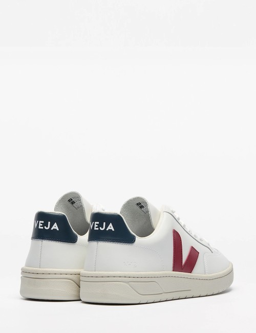 SNEAKERS V-12 LEATHER WHITE MARSALA NAUTICO
