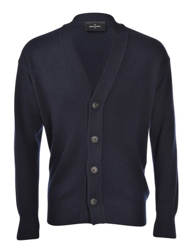 DROPPED SHOULDER 4-BUTTON CARDIGAN BLUE NAVY