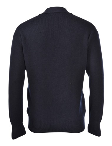 CARDIGAN 4 BOTTONI CON SPALLA SCESA BLU NAVY