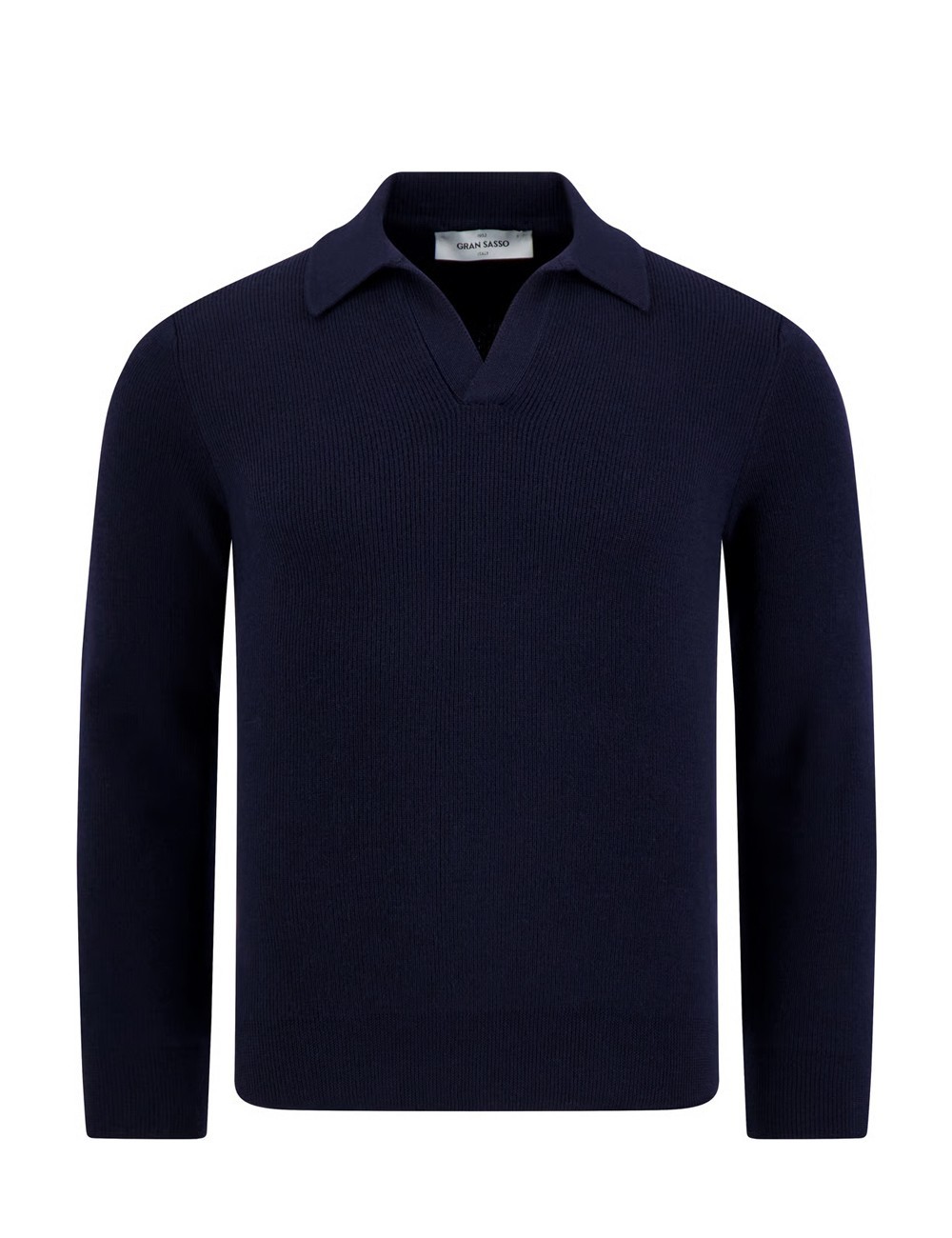 POLO SKIPPER A COSTE IN LANA BLU NAVY
