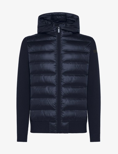 Amos Perlupin Duck Hood Zip Knit blue black