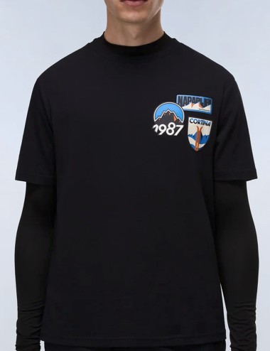 T-Shirt a Maniche Corte Montepiana in Jersey nera