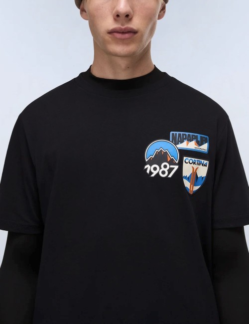T-Shirt a Maniche Corte Montepiana in Jersey nera