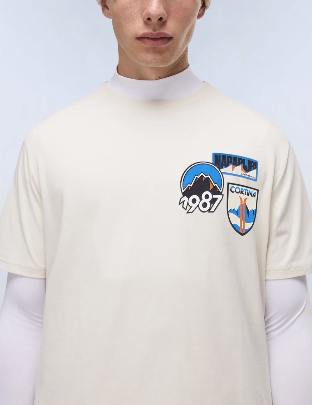 T-Shirt a Maniche Corte Montepiana in Jersey beige