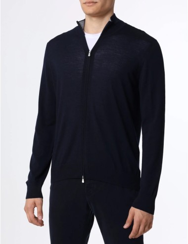 Cardigan con zip blu