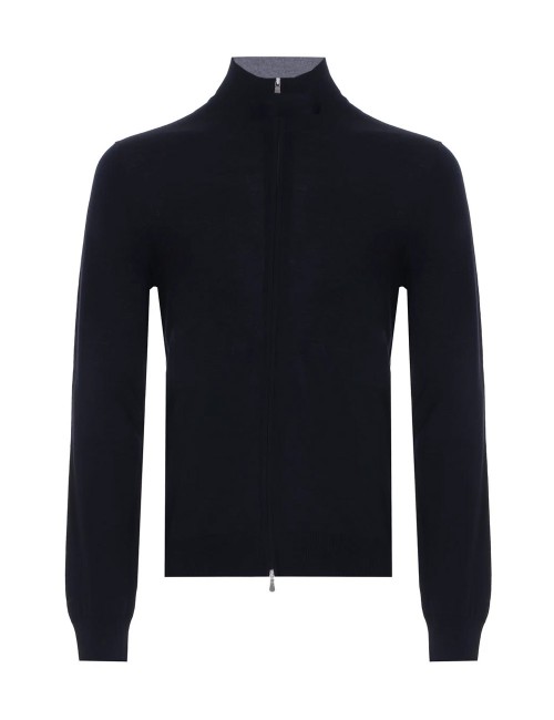 Cardigan con zip blu