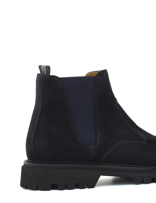 Stivaletto modello beatles in camoscio blu e fondo in gomma leggera