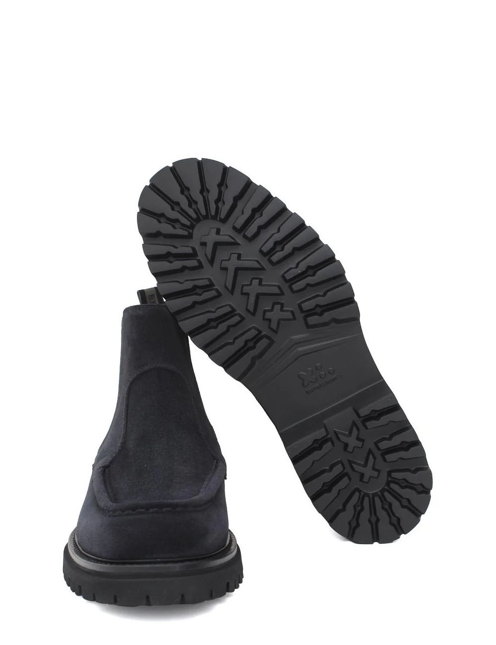 Stivaletto modello beatles in camoscio blu e fondo in gomma leggera