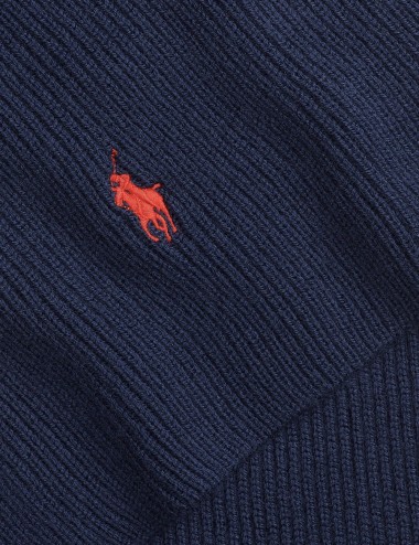 Sciarpa in lana con pony blu cacciatore