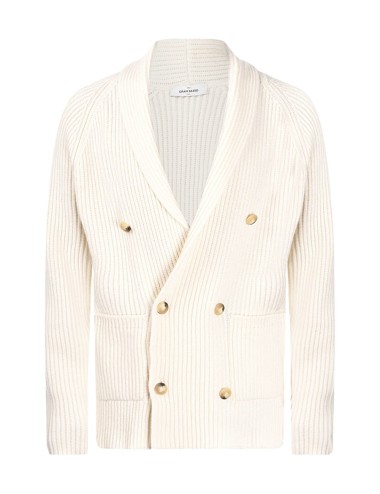 CARDIGAN DOPPIOPETTO A MAGLIA INGLESE BIANCO
