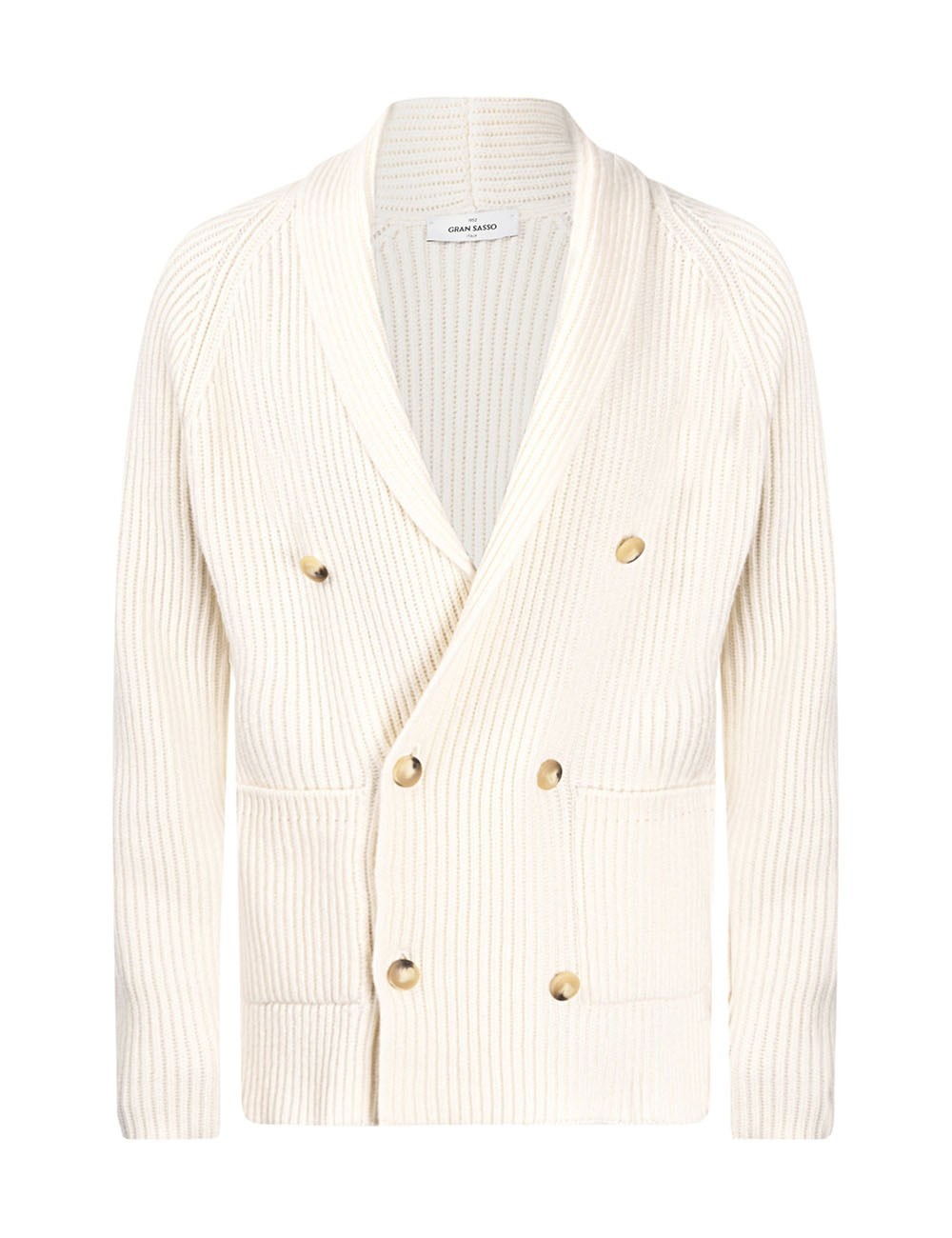 CARDIGAN DOPPIOPETTO A MAGLIA INGLESE BIANCO