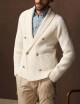 CARDIGAN DOPPIOPETTO A MAGLIA INGLESE BIANCO