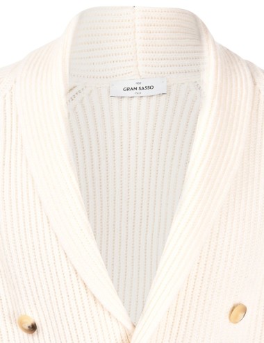 CARDIGAN DOPPIOPETTO A MAGLIA INGLESE BIANCO