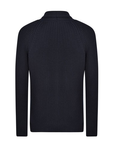 CARDIGAN DOPPIOPETTO A MAGLIA INGLESE BLU NAVY