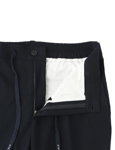 Pantalone coulisse in pile leggero blu notte