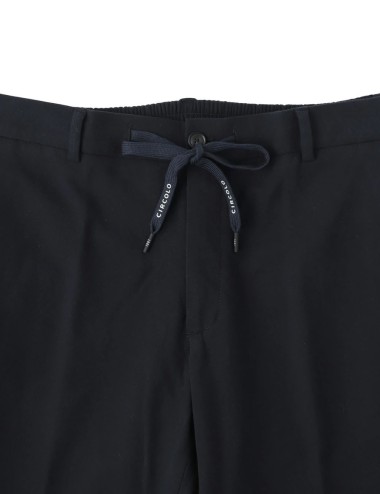 Pantalone coulisse in pile leggero blu notte