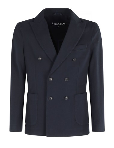 Giacca doppiopetto cashmere touch blu notte