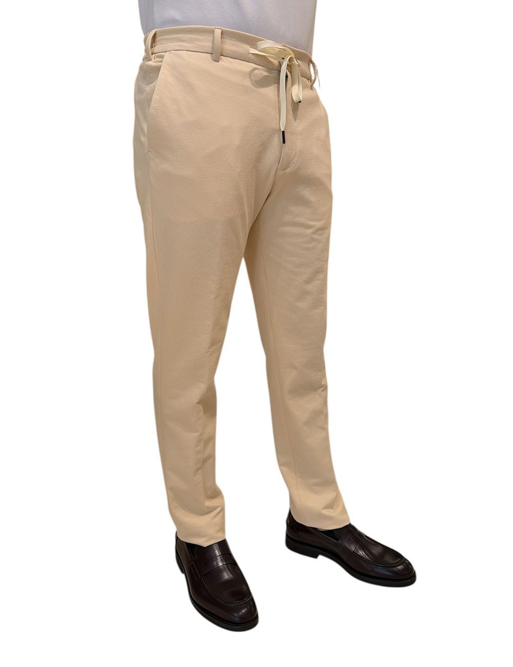 Pantalone coulisse in pile leggero crema