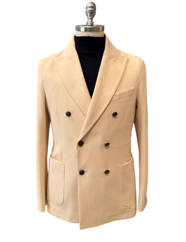 Giacca doppiopetto cashmere touch crema