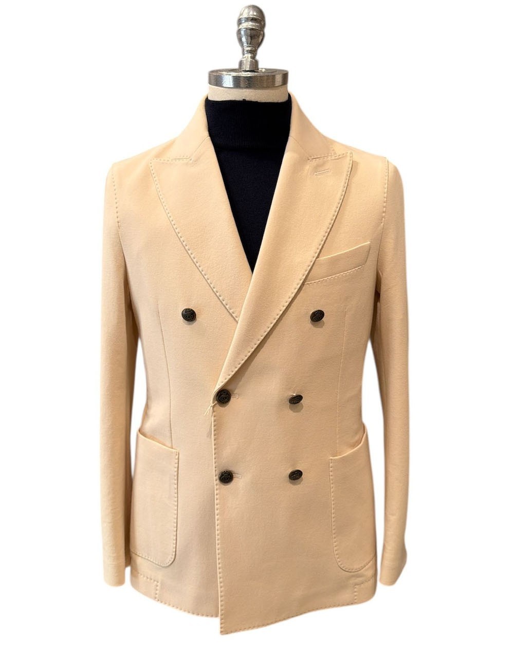 Giacca doppiopetto cashmere touch crema