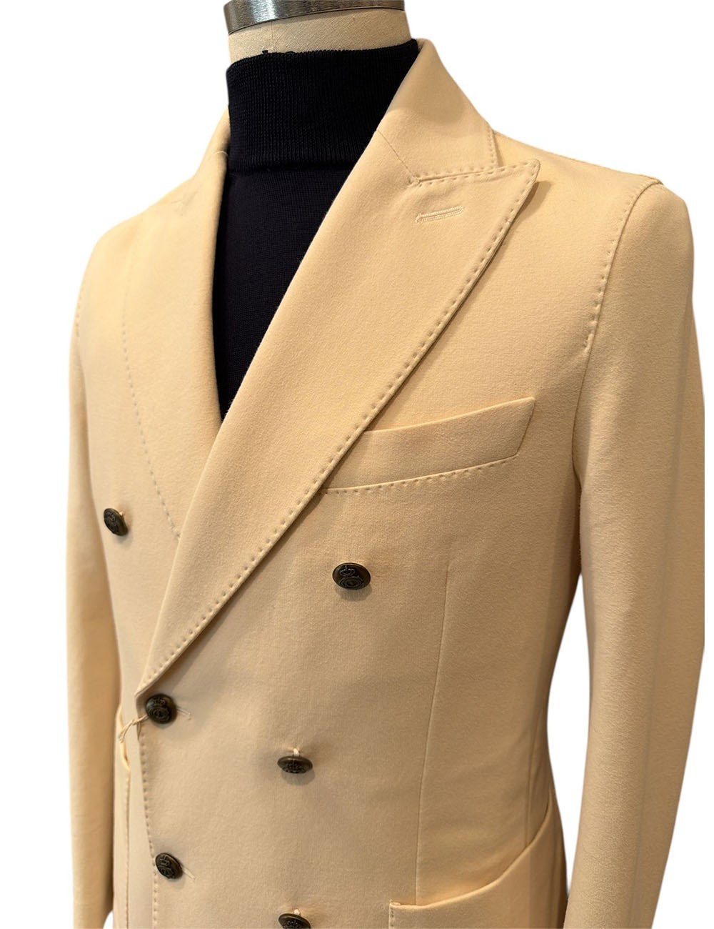 Giacca doppiopetto cashmere touch crema