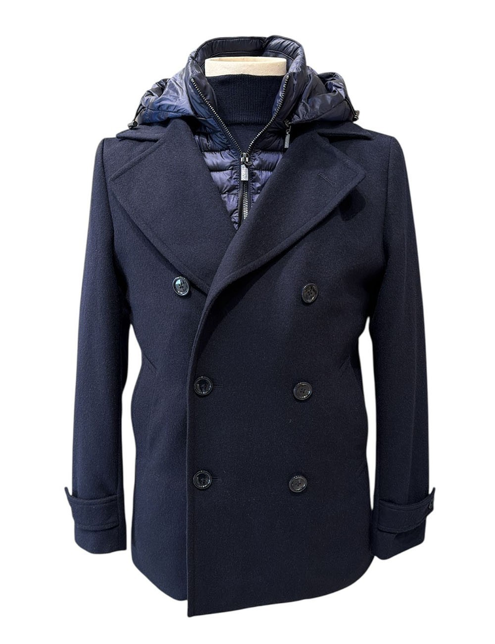 Giubbotto Doppiopetto Twill lana Blu