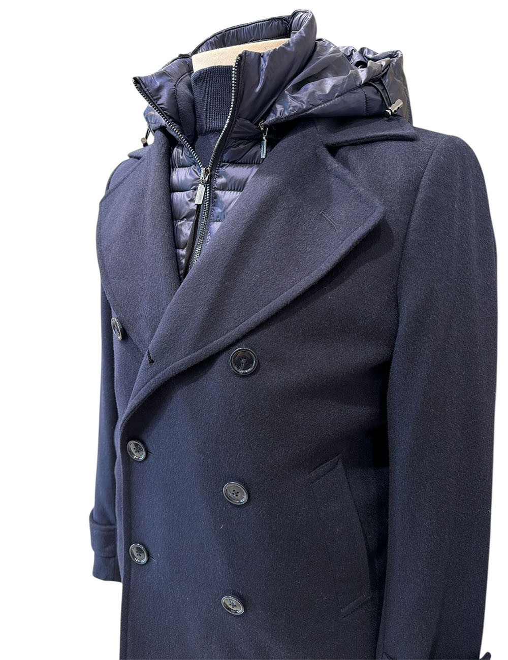 Giubbotto Doppiopetto Twill lana Blu