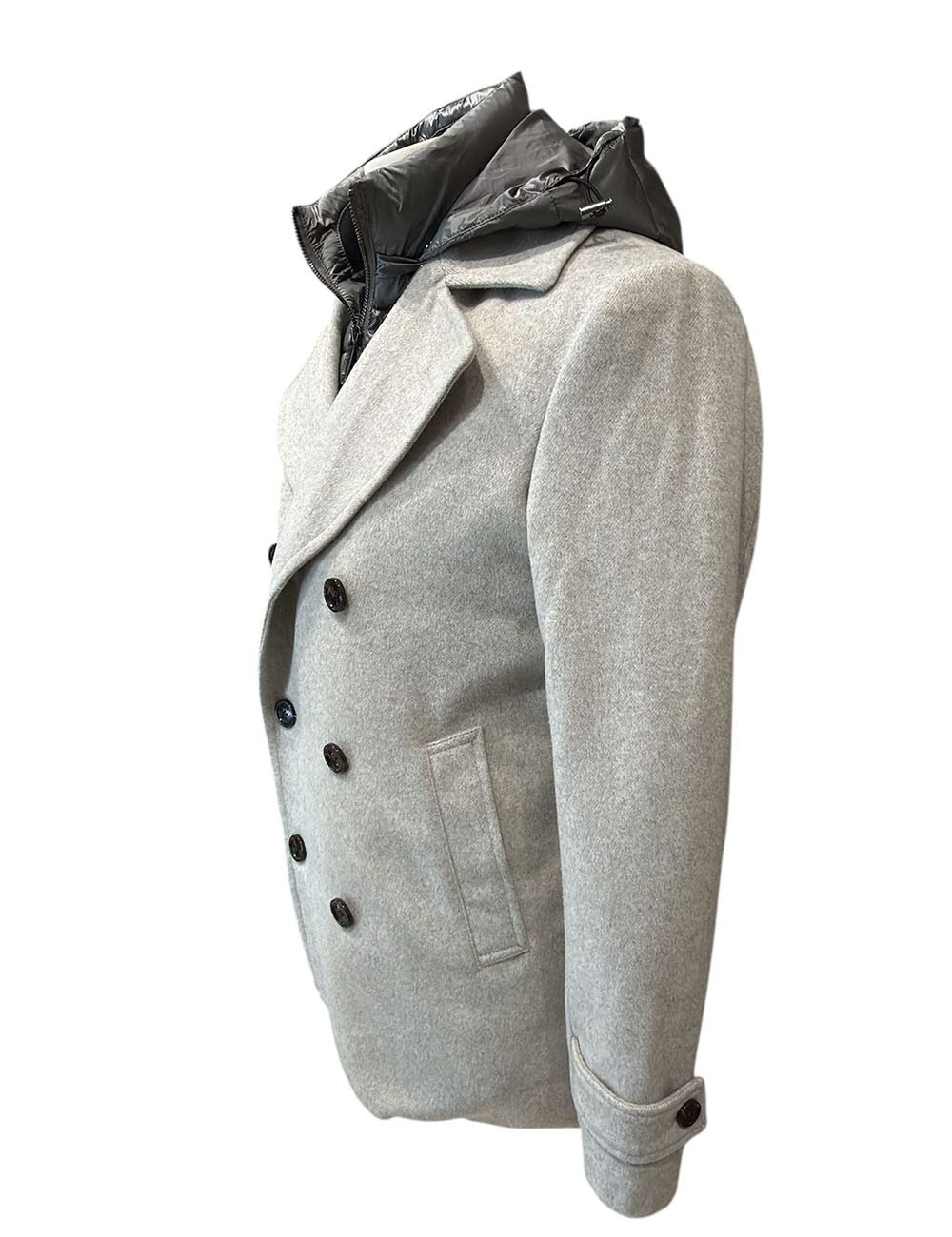 Giubotto Doppiopetto Twill lana Grigio melange