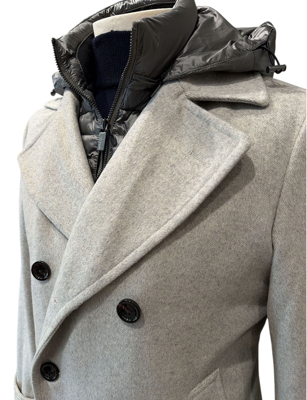 Giubotto Doppiopetto Twill lana Grigio melange