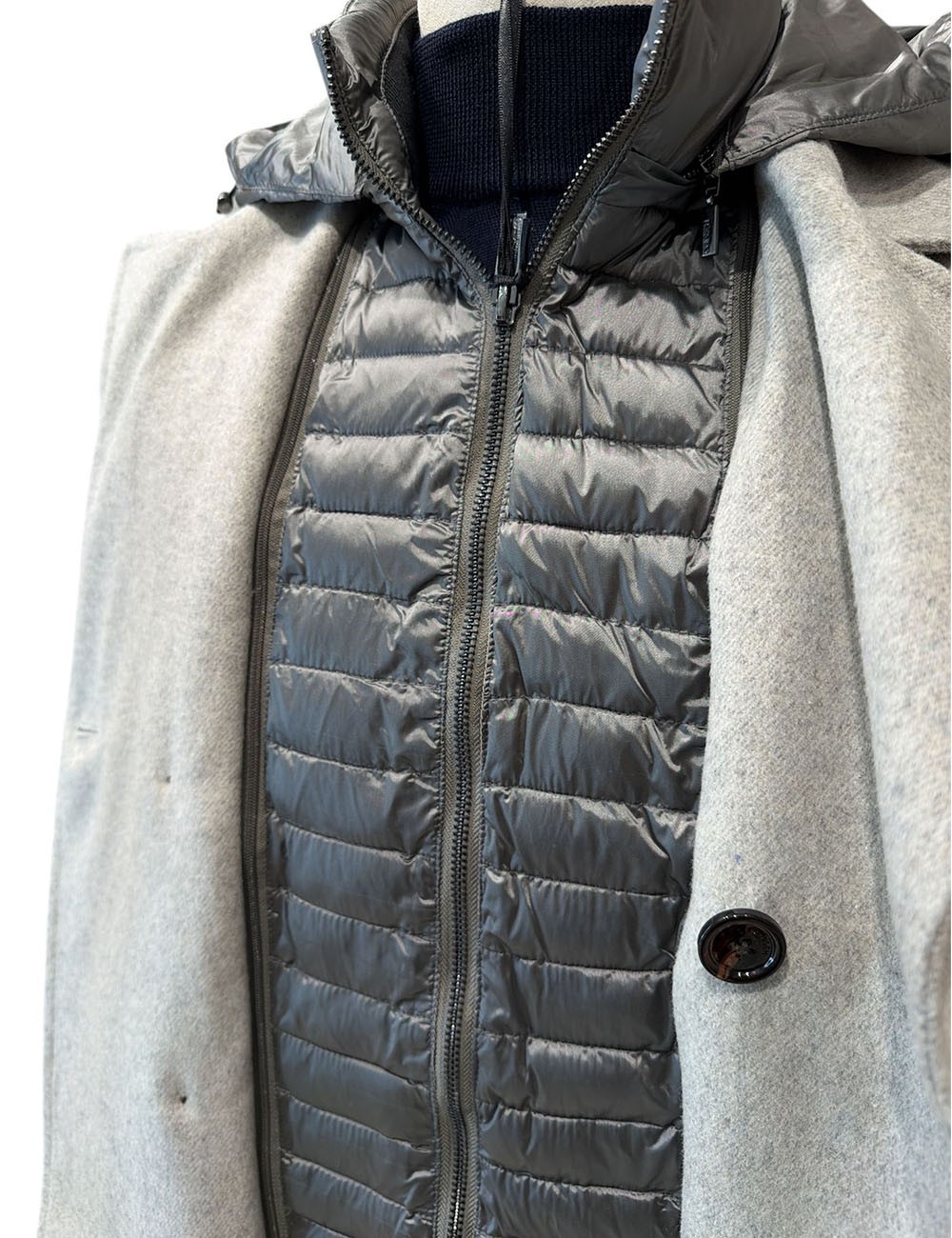 Giubotto Doppiopetto Twill lana Grigio melange