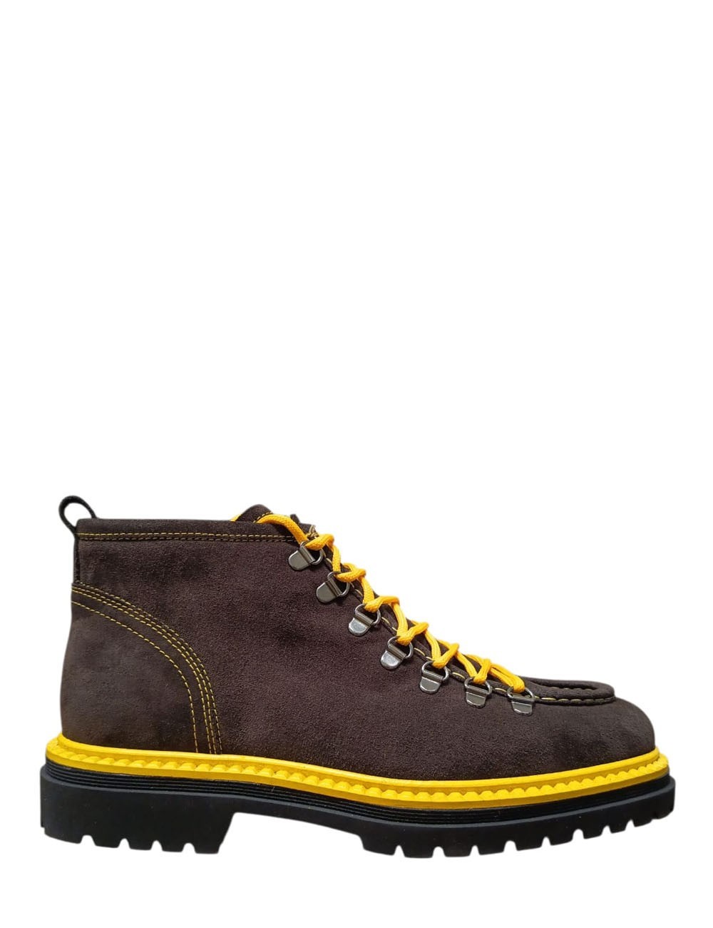 Stivaletto scamosciato con dettagli gialli