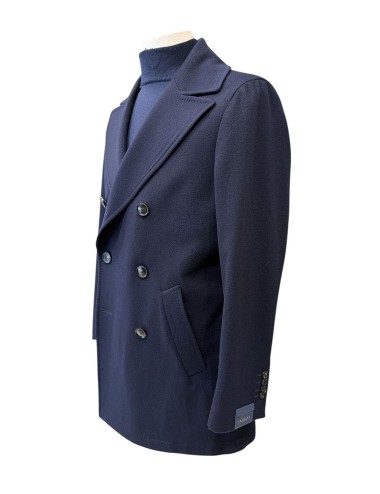Capotto doppiopetto in cashmere blu