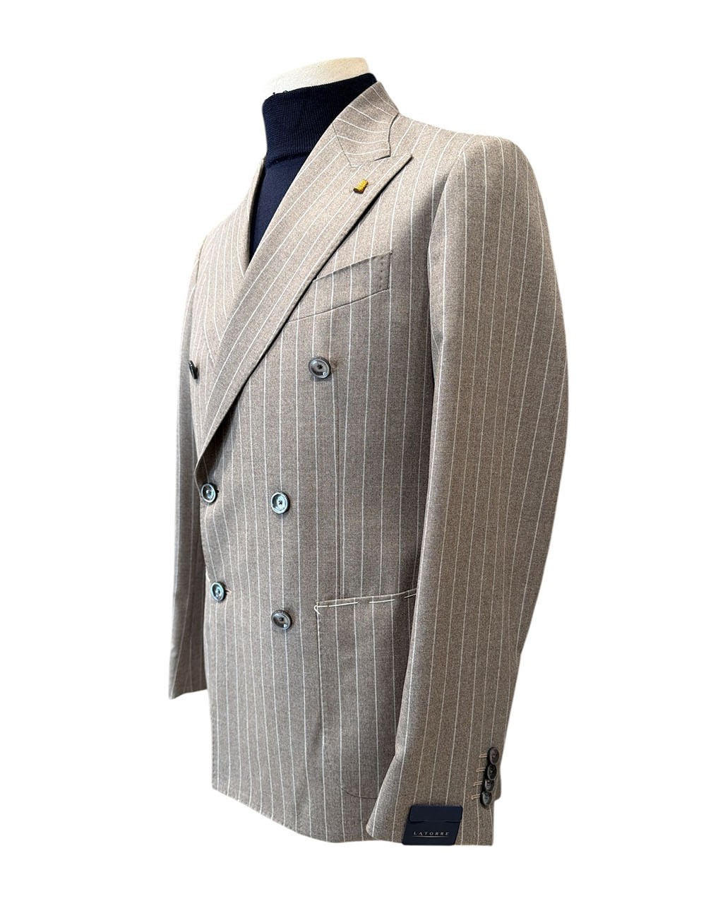 Giacca in cashmere gessata tortora