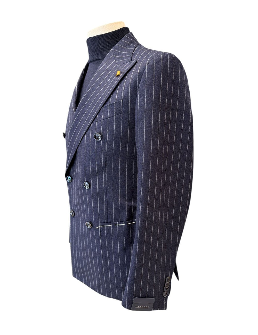 Giacca in cashmere gessata blu