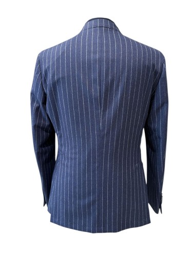 Giacca in cashmere gessata blu