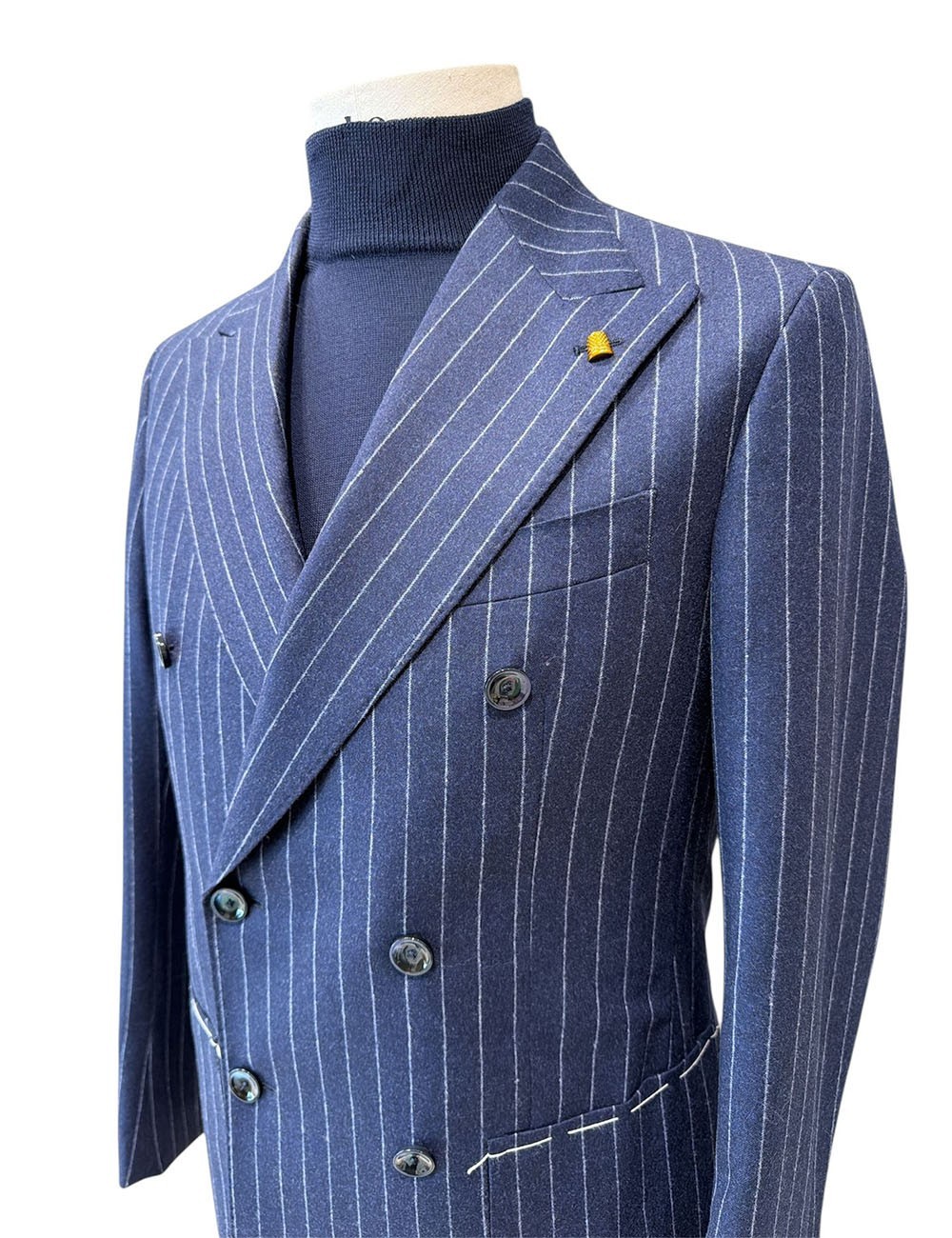 Giacca in cashmere gessata blu