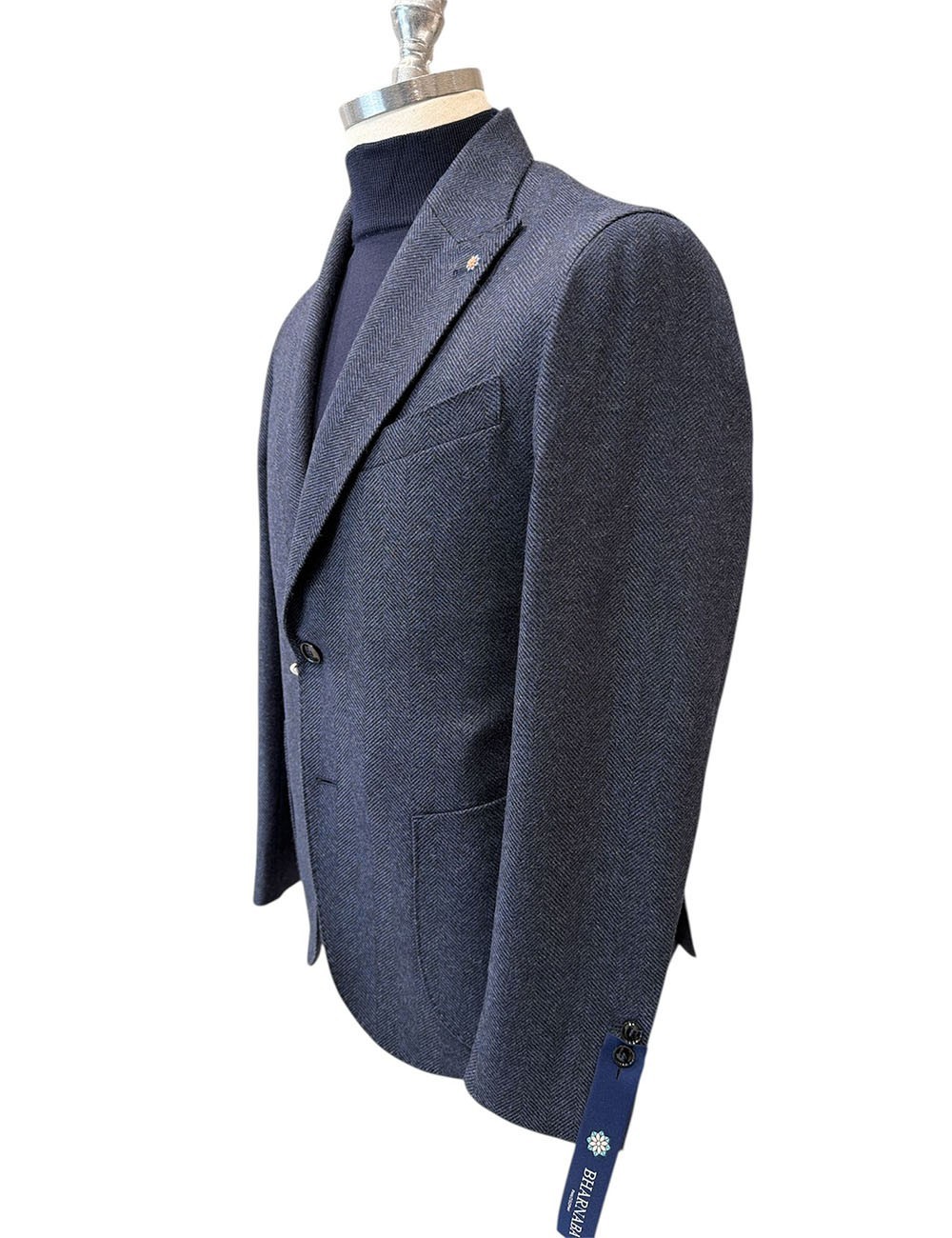 Giacca in lana spigata blu