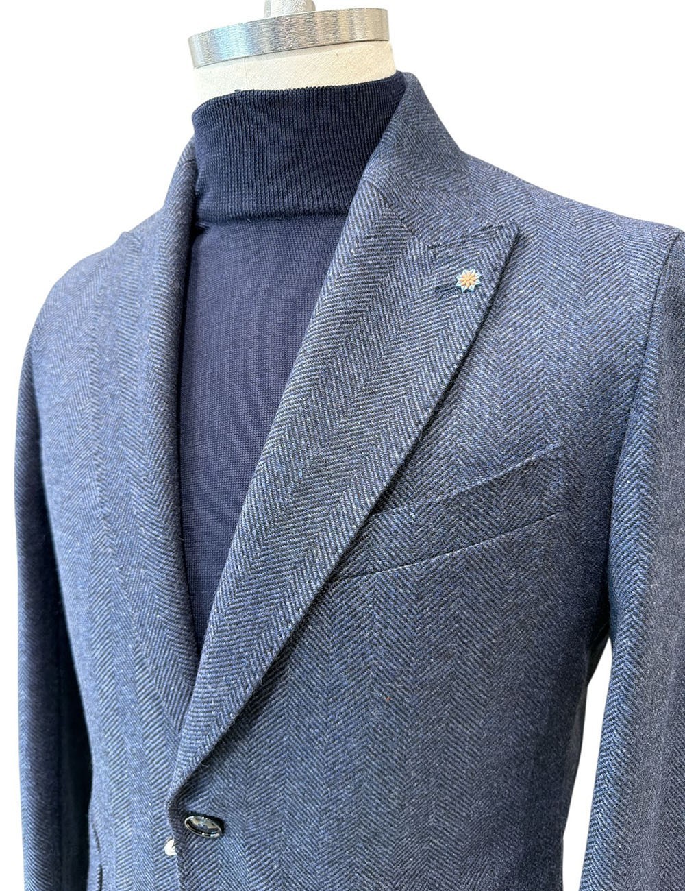 Giacca in lana spigata blu