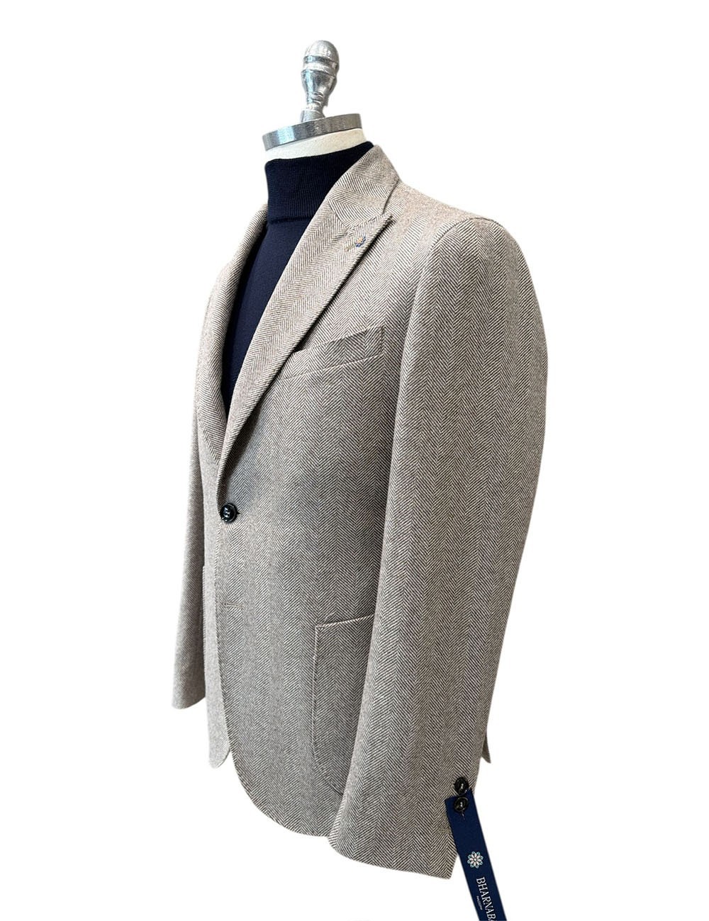 Giacca in lana spigata beige