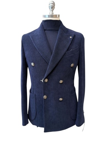 Giacca doppiopetto in velluto a coste blu