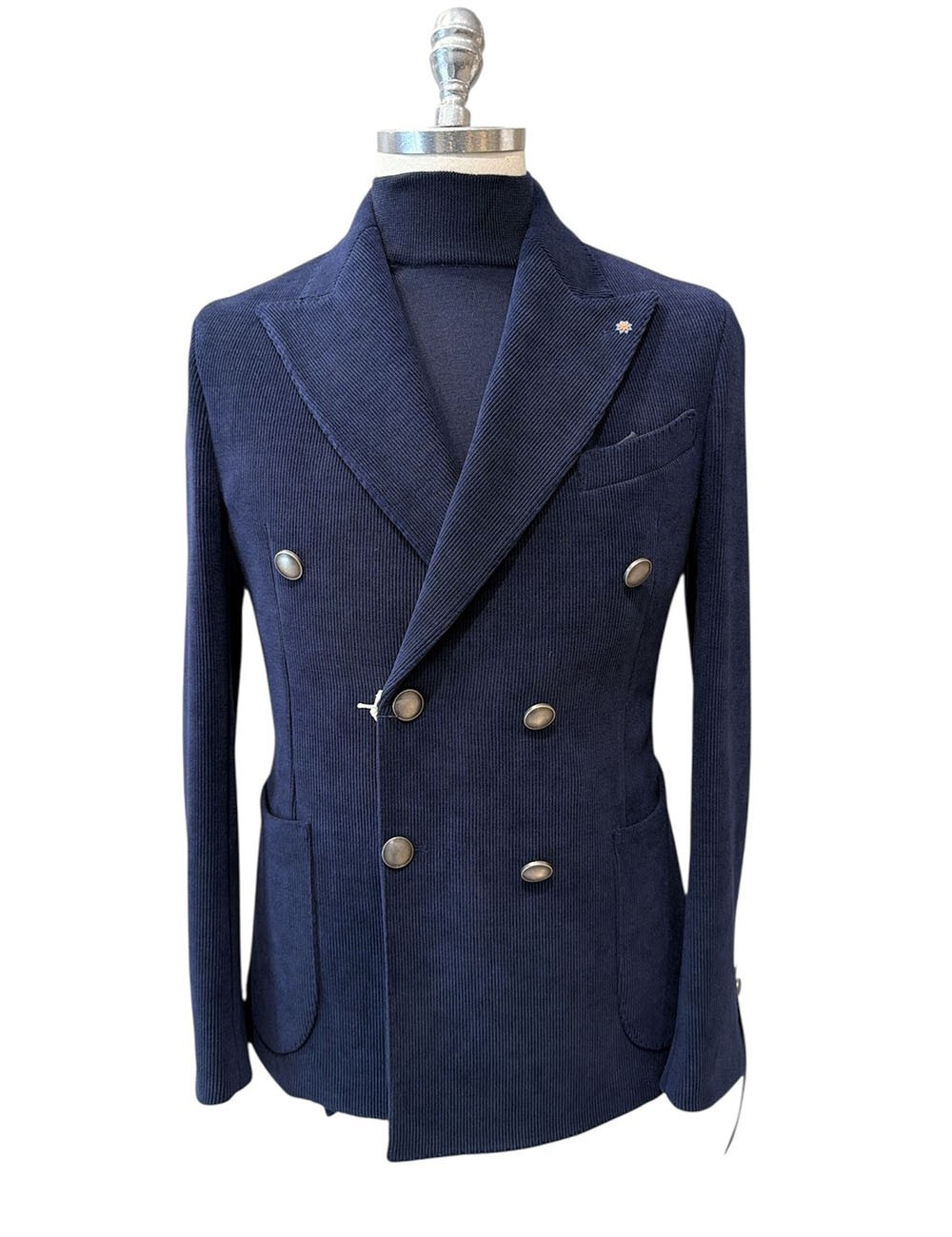 Giacca doppiopetto in velluto a coste blu