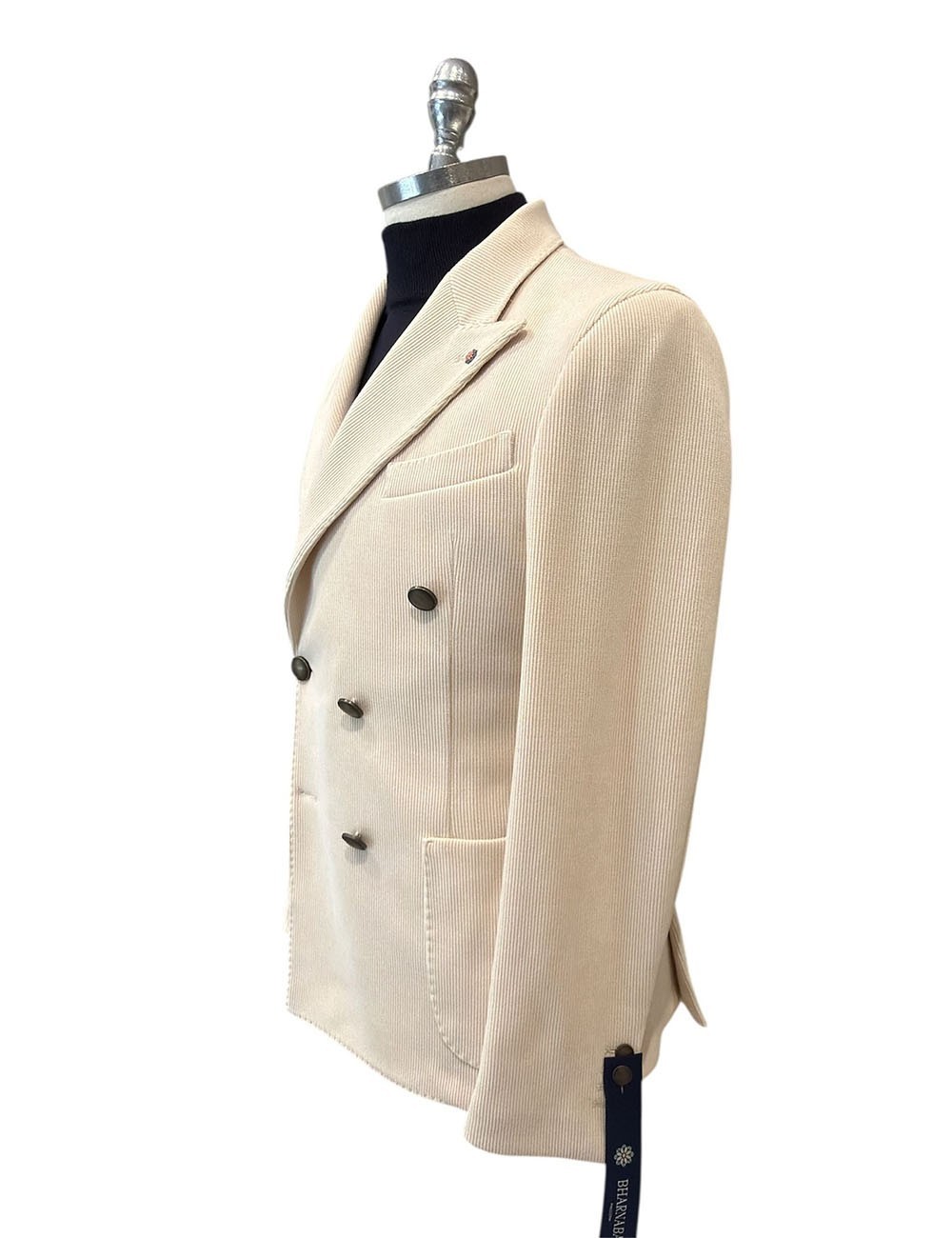 Giacca doppiopetto in velluto a coste beige