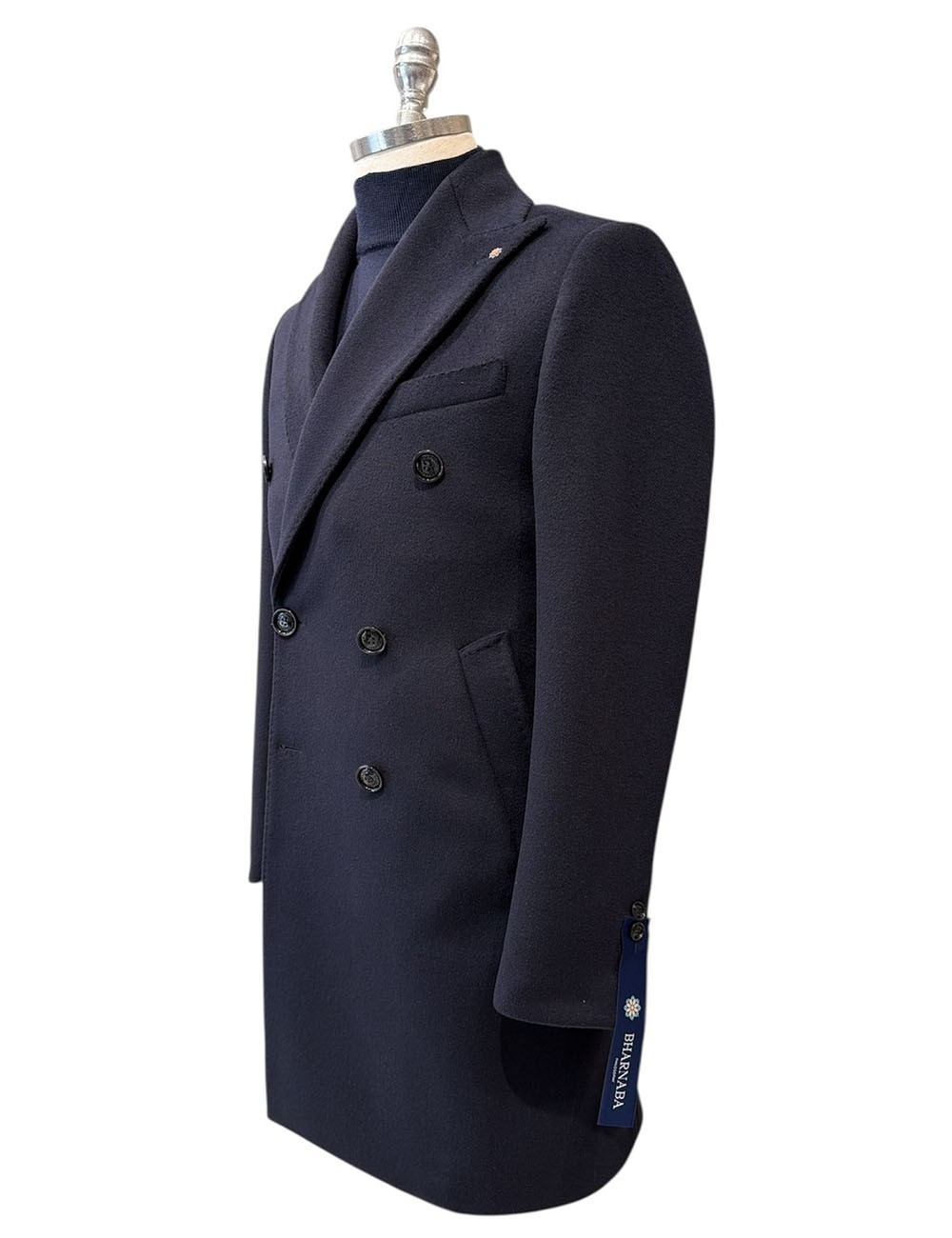 Cappotto doppiopetto in lana blu