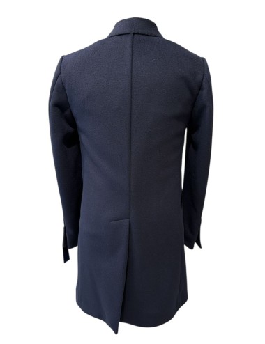 Cappotto doppiopetto in lana blu