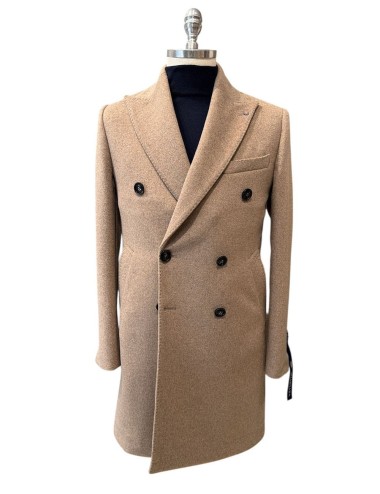 Cappotto doppiopetto in lana beige