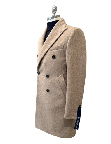 Cappotto doppiopetto in lana beige