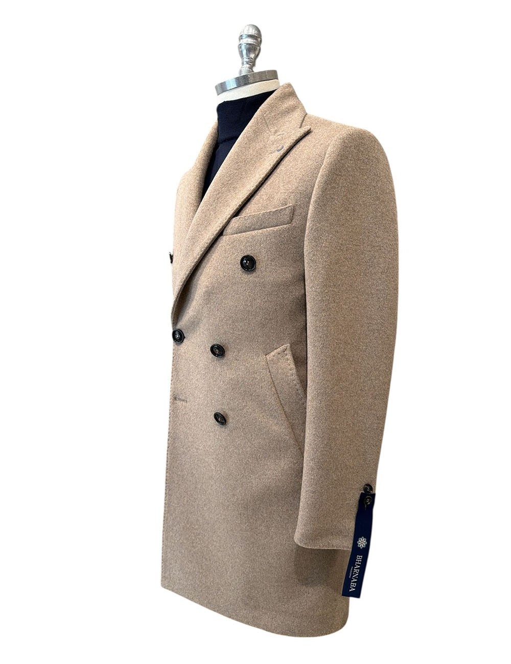 Cappotto doppiopetto in lana beige