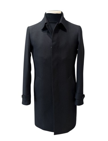 Cappotto in lana spigata nero